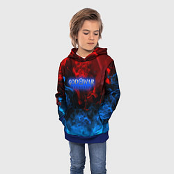Толстовка-худи детская God of War битва огня, цвет: 3D-синий — фото 2