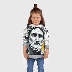 Толстовка-худи детская Античный портрет и краска, цвет: 3D-меланж — фото 2