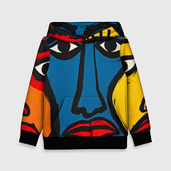 Толстовка-худи детская Арт с лицами, цвет: 3D-черный