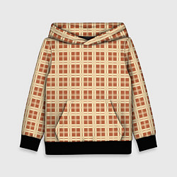 Толстовка-худи детская Светлый коричневый простая клетка, цвет: 3D-черный