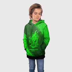 Толстовка-худи детская Cyberpunk 2077 - green gradient, цвет: 3D-черный — фото 2