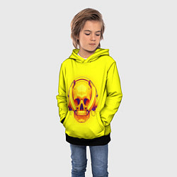 Толстовка-худи детская Yellow bananas skull - cyberpunk, цвет: 3D-черный — фото 2