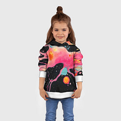 Толстовка-худи детская Розовая текстура в черном, цвет: 3D-белый — фото 2