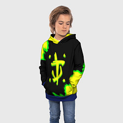 Толстовка-худи детская Doom огненное лого краски, цвет: 3D-синий — фото 2