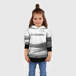 Толстовка-худи детская Subaru - white gradient посередине, цвет: 3D-черный — фото 2