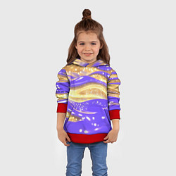 Толстовка-худи детская Фиолетово-золотая жидкая текстура, цвет: 3D-красный — фото 2