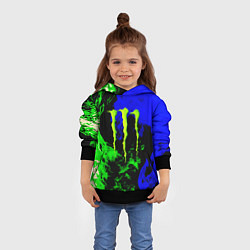 Толстовка-худи детская Monster energy кислотный огонь, цвет: 3D-черный — фото 2