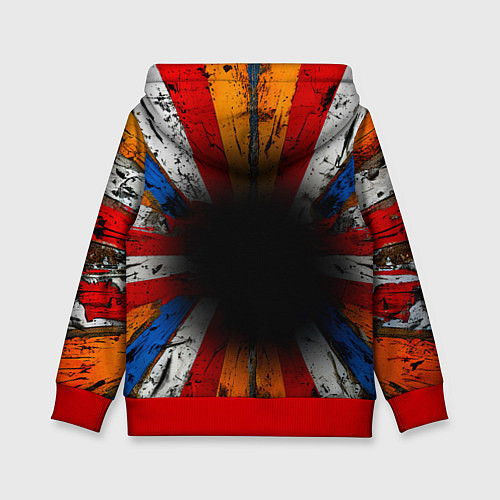 Детская толстовка Футбольный мяч в ярких линиях / 3D-Красный – фото 2