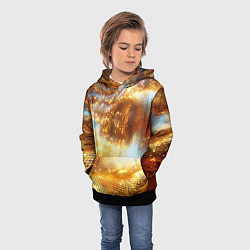 Толстовка-худи детская Блестящая золотая текстура, цвет: 3D-черный — фото 2