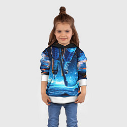 Толстовка-худи детская Хоккеист в синем пламени, цвет: 3D-белый — фото 2