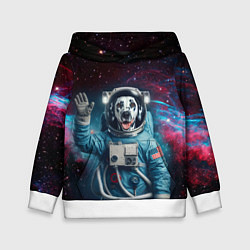 Толстовка-худи детская Далматинец бравый космонавт - нейроарт, цвет: 3D-белый