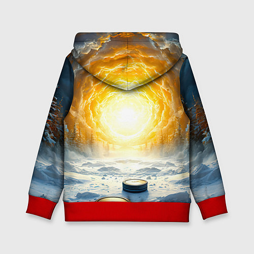 Детская толстовка Шайбы в лесу / 3D-Красный – фото 2