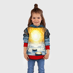 Толстовка-худи детская Шайбы в лесу, цвет: 3D-красный — фото 2