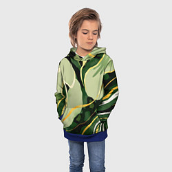 Толстовка-худи детская Зеленый природный паттерн, цвет: 3D-синий — фото 2
