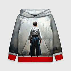 Детская толстовка Боец айкидо на сером