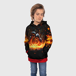 Толстовка-худи детская Кикбоксеркие перчатки в огне, цвет: 3D-красный — фото 2