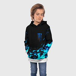 Толстовка-худи детская Monster energy голубые краски, цвет: 3D-белый — фото 2