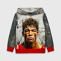 Толстовка-худи детская Артуро Гатти на сером, цвет: 3D-красный