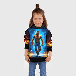 Толстовка-худи детская Реслер в огне, цвет: 3D-черный — фото 2