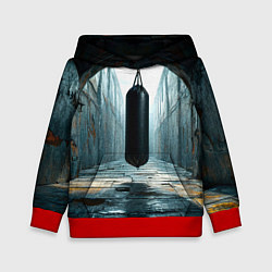 Детская толстовка Боксерская груша на черном