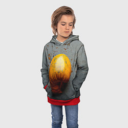 Толстовка-худи детская Желтая боксерская перчатка, цвет: 3D-красный — фото 2