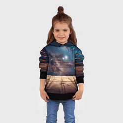 Толстовка-худи детская Космический ринг, цвет: 3D-черный — фото 2