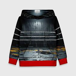 Толстовка-худи детская Черный ринг, цвет: 3D-красный