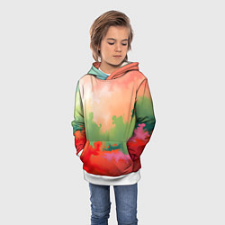 Толстовка-худи детская Красные и зеленые облака, цвет: 3D-белый — фото 2