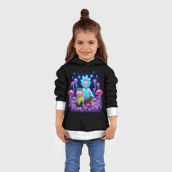 Толстовка-худи детская Неоновые Рик и Морти - нейроарт фантазия, цвет: 3D-белый — фото 2