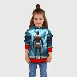 Толстовка-худи детская Мухаммед Али в синем дыму, цвет: 3D-красный — фото 2