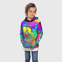 Толстовка-худи детская Черепа неоновые краски, цвет: 3D-белый — фото 2