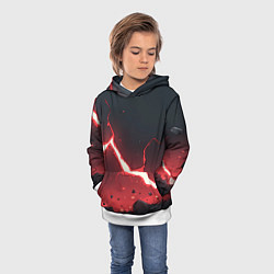 Толстовка-худи детская Красная молния на черной текстуре, цвет: 3D-белый — фото 2