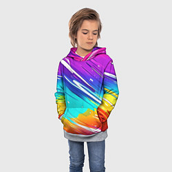 Толстовка-худи детская Радужные брызги краски текстура, цвет: 3D-меланж — фото 2
