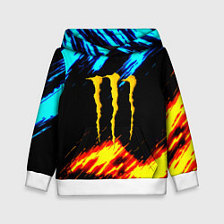 Толстовка-худи детская Monster energy текстура огненная, цвет: 3D-белый