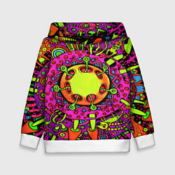 Толстовка-худи детская Кислотные грибы оптические, цвет: 3D-белый