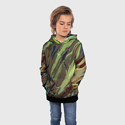 Толстовка-худи детская Абстракция тон хаки, цвет: 3D-черный — фото 2