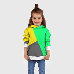 Толстовка-худи детская Жёлто-серо-зелёный трёхцветный, цвет: 3D-белый — фото 2