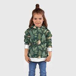 Толстовка-худи детская Совы в лесу, цвет: 3D-белый — фото 2