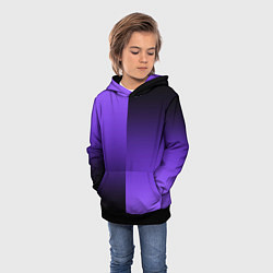Толстовка-худи детская Чёрно-сиреневый градиент пополам, цвет: 3D-черный — фото 2