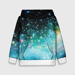 Толстовка-худи детская Бирюзовые блестки фон, цвет: 3D-белый