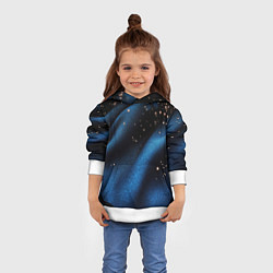 Толстовка-худи детская Синяя волнистая текстура на черном, цвет: 3D-белый — фото 2