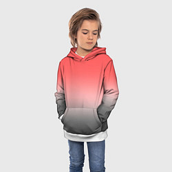 Толстовка-худи детская Бледный красно-серый градиент, цвет: 3D-белый — фото 2