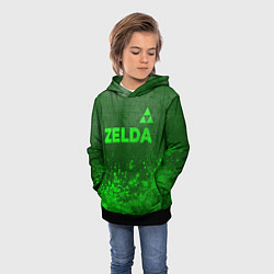 Толстовка-худи детская Zelda - green gradient посередине, цвет: 3D-черный — фото 2