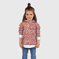 Толстовка-худи детская Оранжево-розовый пёстрый паттерн мелкий рисунок, цвет: 3D-белый — фото 2