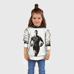 Толстовка-худи детская Регбист с двумя мячами, цвет: 3D-белый — фото 2