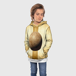 Толстовка-худи детская Ядро для талкания на бежевом, цвет: 3D-белый — фото 2