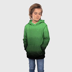 Толстовка-худи детская Зеленый градиент текстурные полосы, цвет: 3D-черный — фото 2