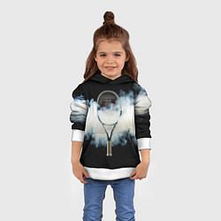 Толстовка-худи детская Теннисная ракетка в дыму, цвет: 3D-белый — фото 2