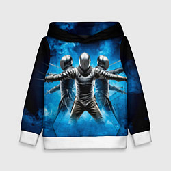 Толстовка-худи детская Фехтование на тяжёлом клинковом оружии в синем дым, цвет: 3D-белый