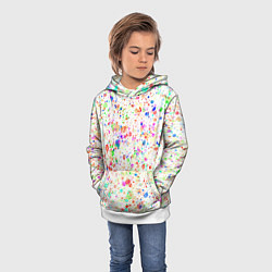 Толстовка-худи детская Белый с разноцветными брызгами, цвет: 3D-белый — фото 2